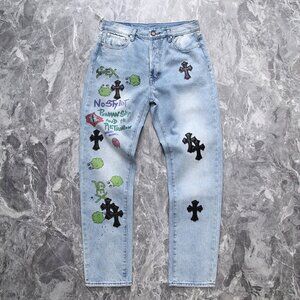 Chrome Hearts Logo Blue Jeans